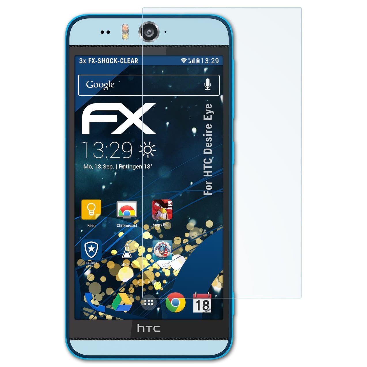 atFoliX Anti Shock Screen Protector compatible with HTC Desire Eye Protector Film, ultra clear and shock absorbing FX Screen Protector (3X)