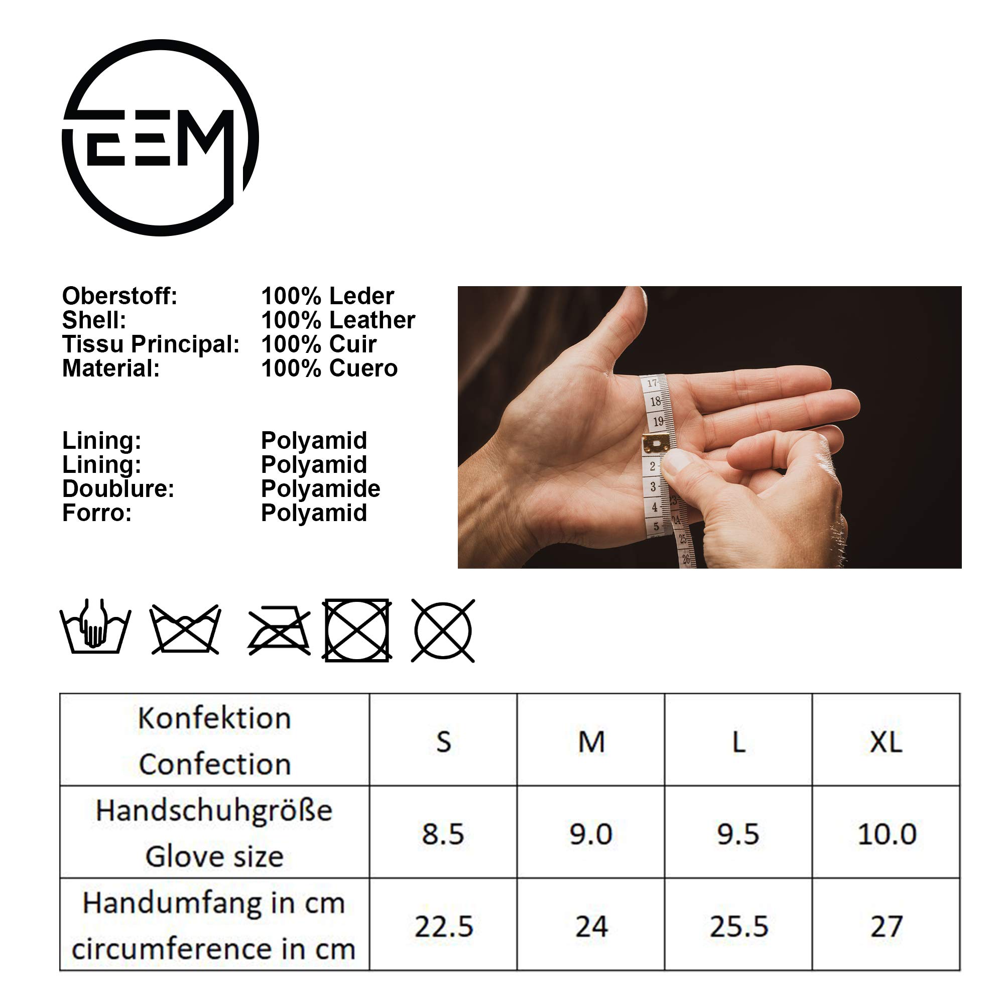 EEM guanti in pelle da uomo, morbida pelle italiana, funzione touch, fodera in pile