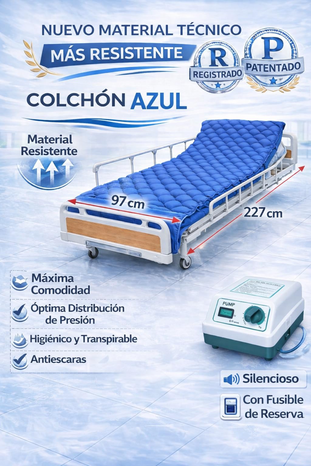 Colchón Antiescaras Tipo 1 Medical. Reg. Sanitario