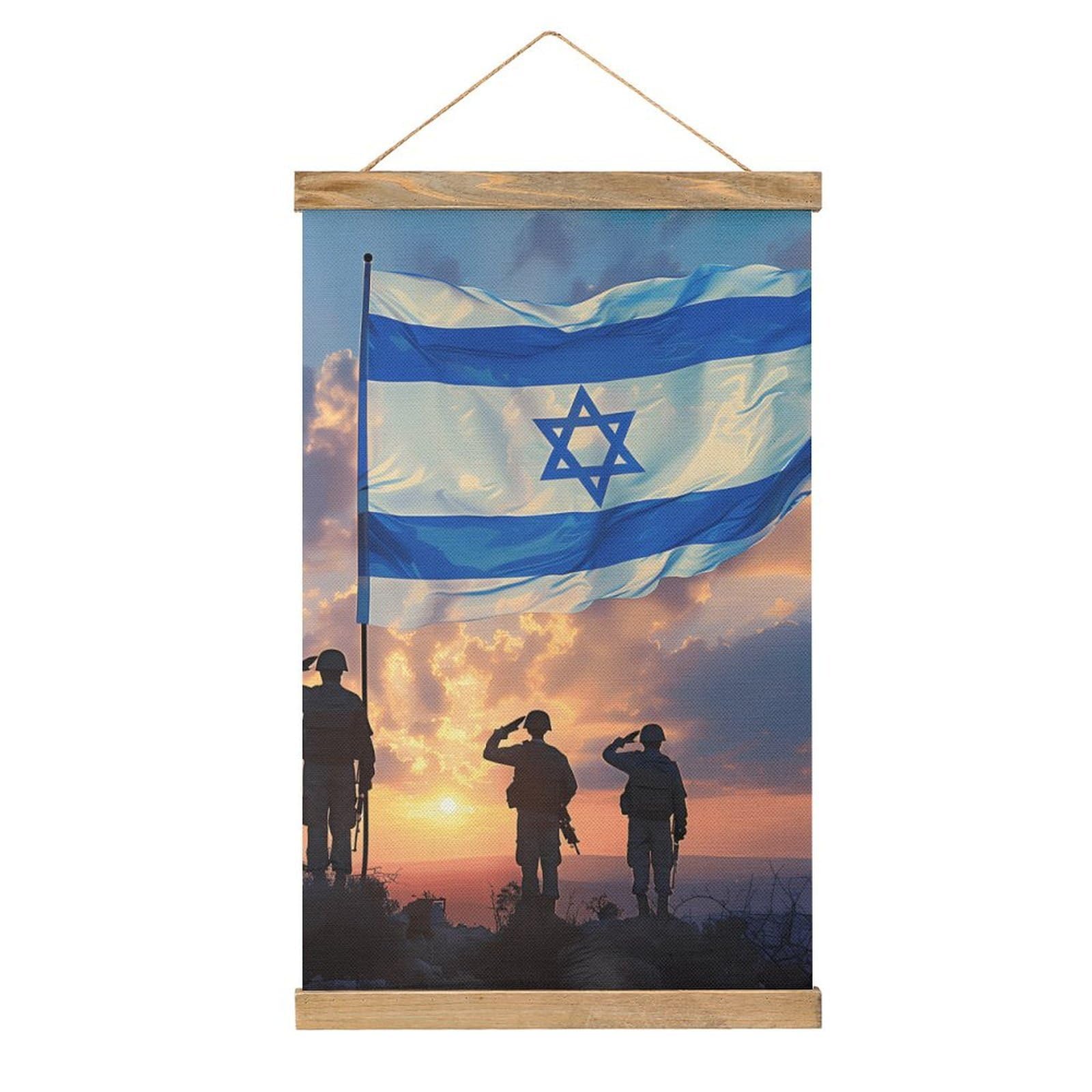 CGSBNGHA Israel Independence Day National Holiday Wall Art Prints Linen Hanging Painting Scroll Paintings Pictures Decor for Home