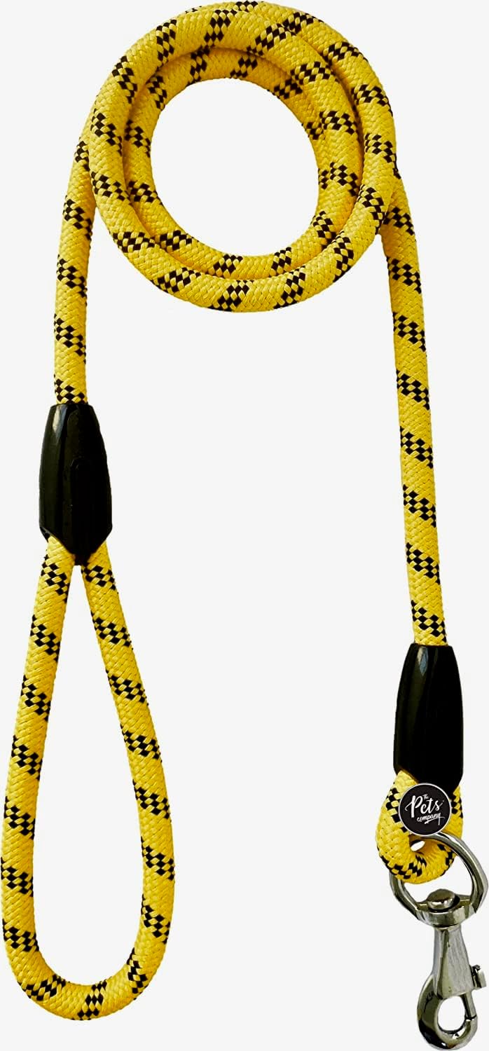 The Pets Company Rope Training Leash for Medium Breed Dogs with Strong Hook, Long Leash for Medium Dogs,12 mm, 6 Feet, Yellow