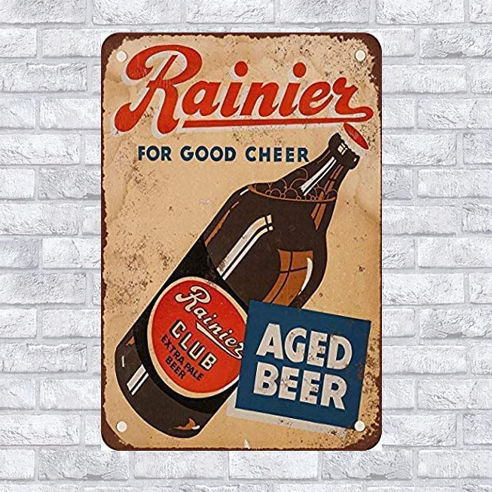 peiyeety Retro Metal Tin Sign 12 X 16 Inches for 1934 Rainier Club Extra Pale Beer Vintage Look Reproduction