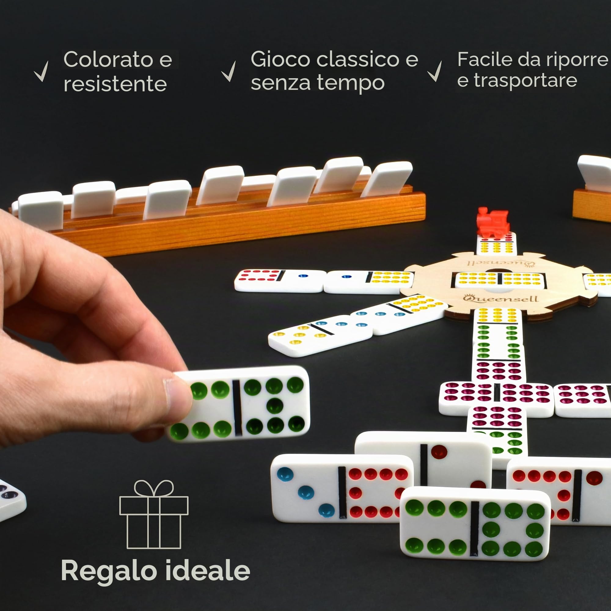 Queensell Gioco di domino da treno messicano per adulti – Gioco di domino classico – Doppio 12 domino – Gioco di domino 91 piastrelle in alluminio