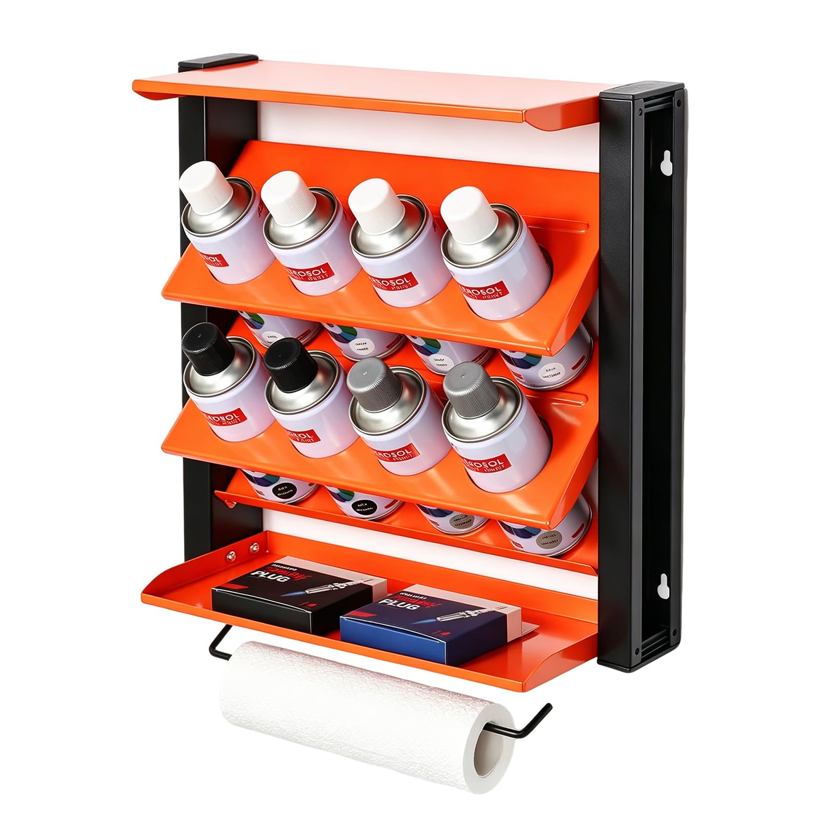 Lot de 8 porte-bombes de pulvérisation pour garage, atelier, organisateur de bombes de pulvérisation robuste avec porte-serviettes en papier, porte-peinture d'atelier, pour bombes aérosols