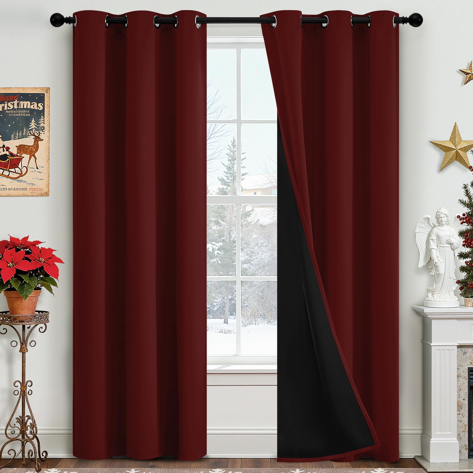 Burgundy Blackout Curtain Panels - 84" Long