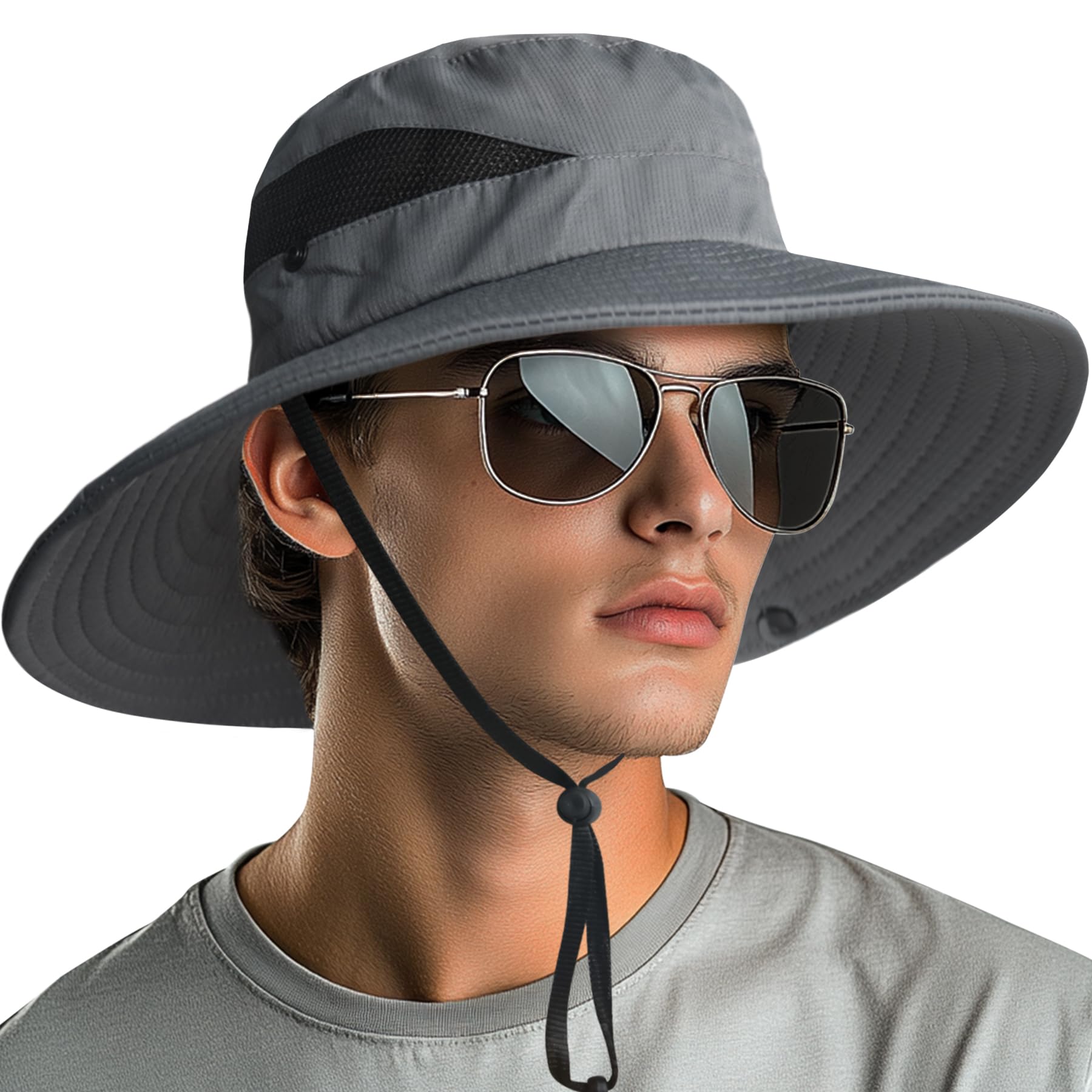 NPQQUAN Ponytail Sun Bucket Hats for Women Men Wide Brim UPF 50+ Fishing & Beach Hats