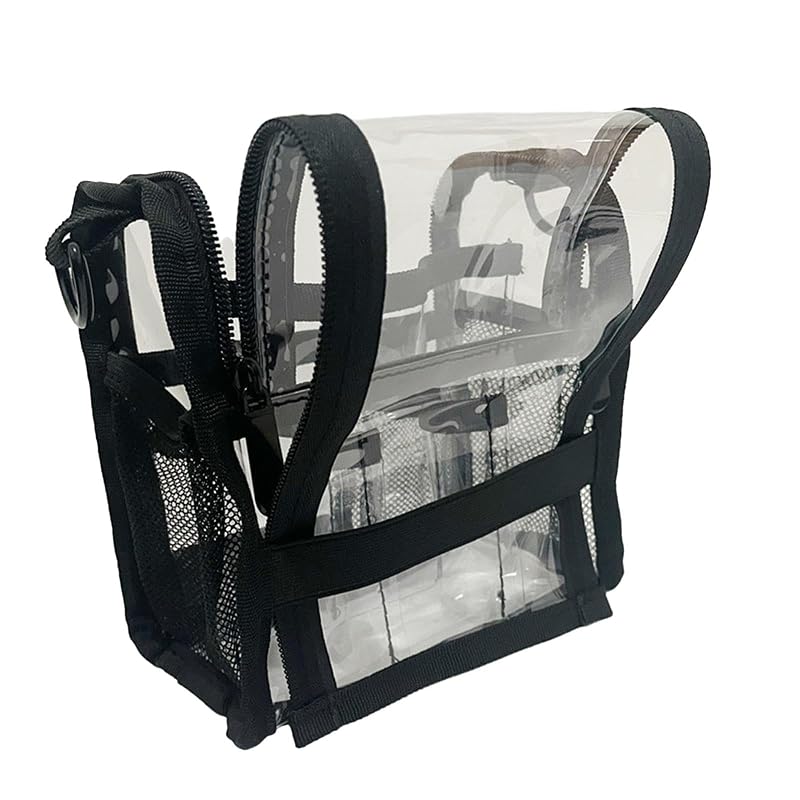 Necessaire de maquiagem Almencla transparente em PVC com fechamento, alça e tira removível