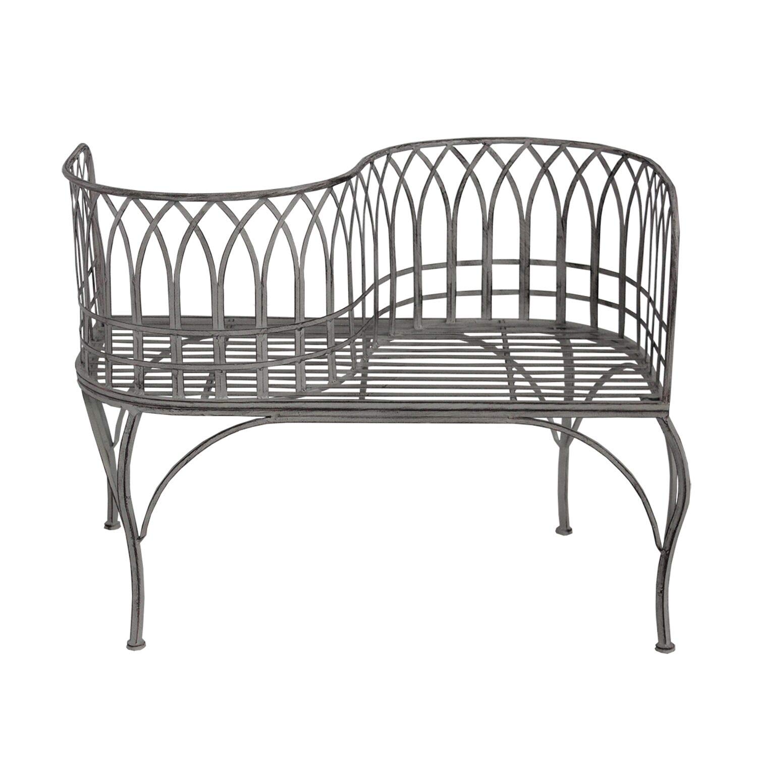Amazon Com 40 Cloud Gray Rustic Distressed Metal Outdoor Patio Victorian Courting Bench Garden Outdoor