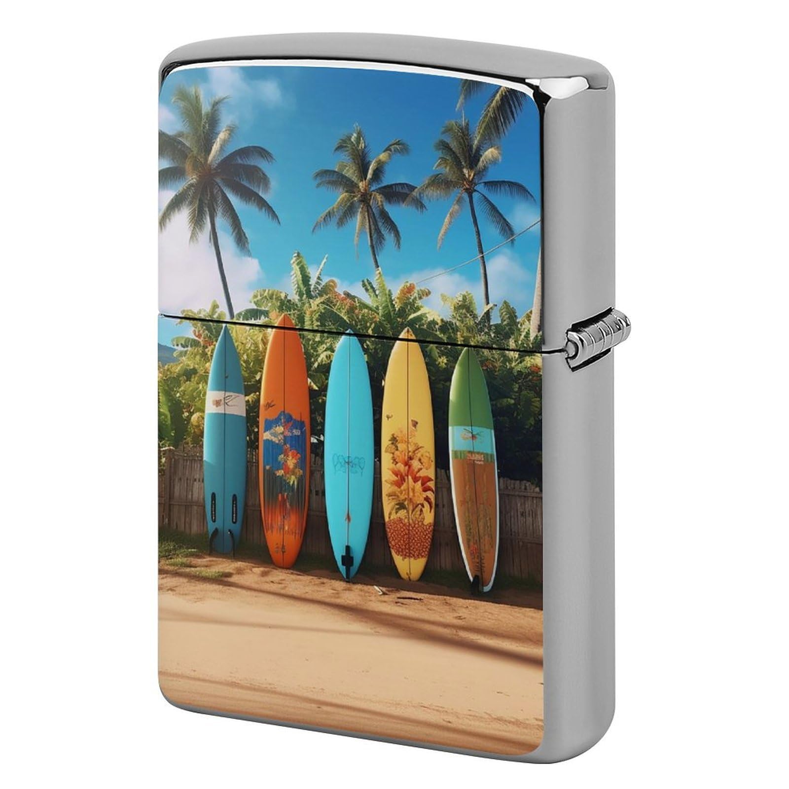 Surf's Up Surfboard Lighter Case for Men, Personalized Lighter Cover for Valentine's Day Gifts, Flip-Top Lighters Shell for Outdoor, Portable Lighters Protective Sleeve