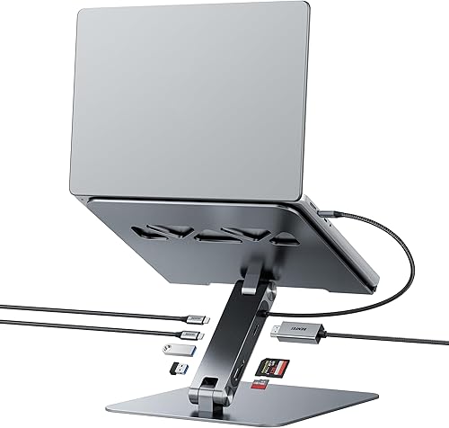 BENFEI Soporte para laptop con estación de acoplamiento USB C 7 en 1, HDMI 4K a 60 Hz, 1 SD 1 Micro SD, entrega de energía de 100 W, 10 Gbps 1 USB C