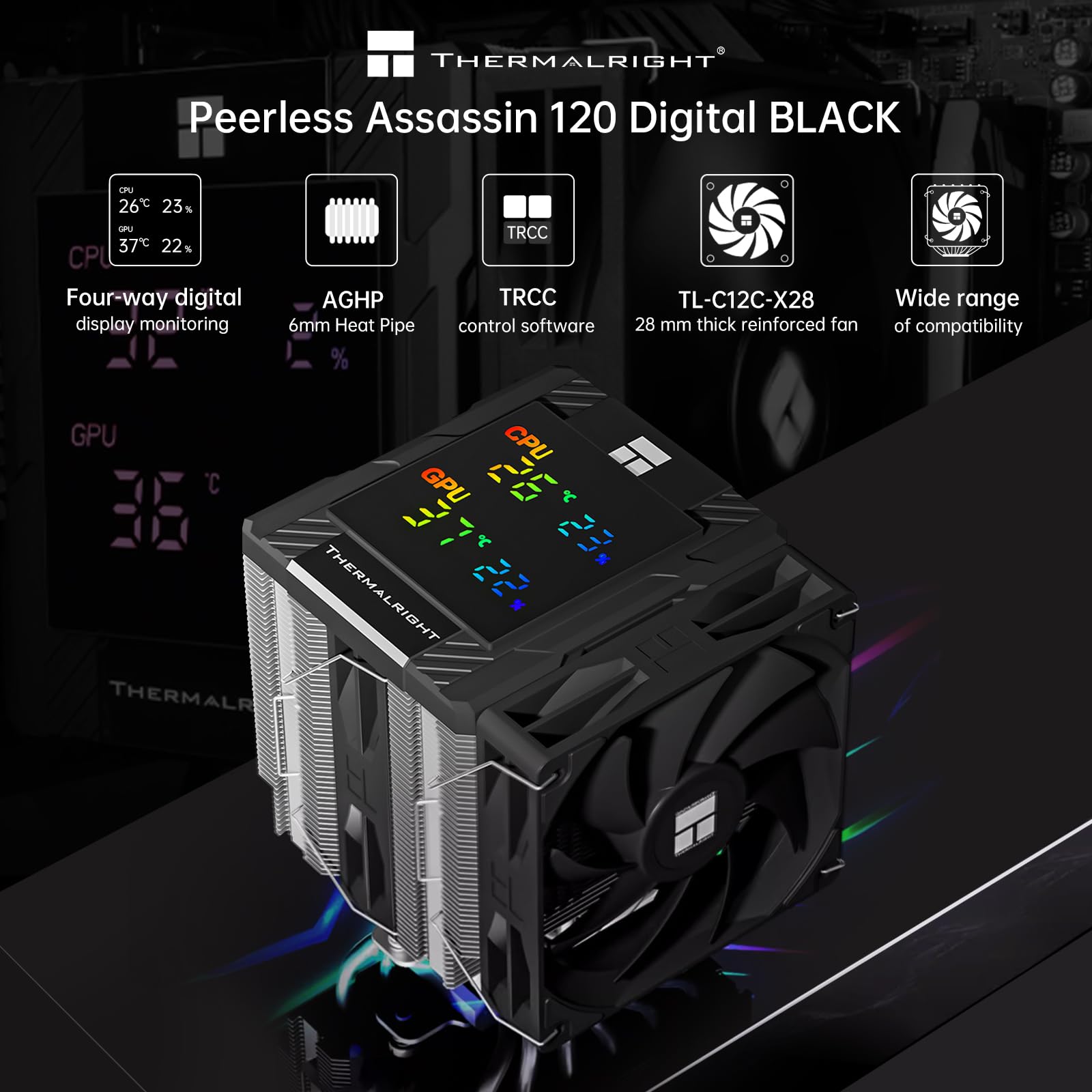 Thermalright Peerless Assassin 120 SE V2 – Enfriador CPU 6 Tubos Calor AGHP 5.0, Ventiladores 1850 RPM, Para Intel 1851/1700/115X Y AMD AM4/AM5