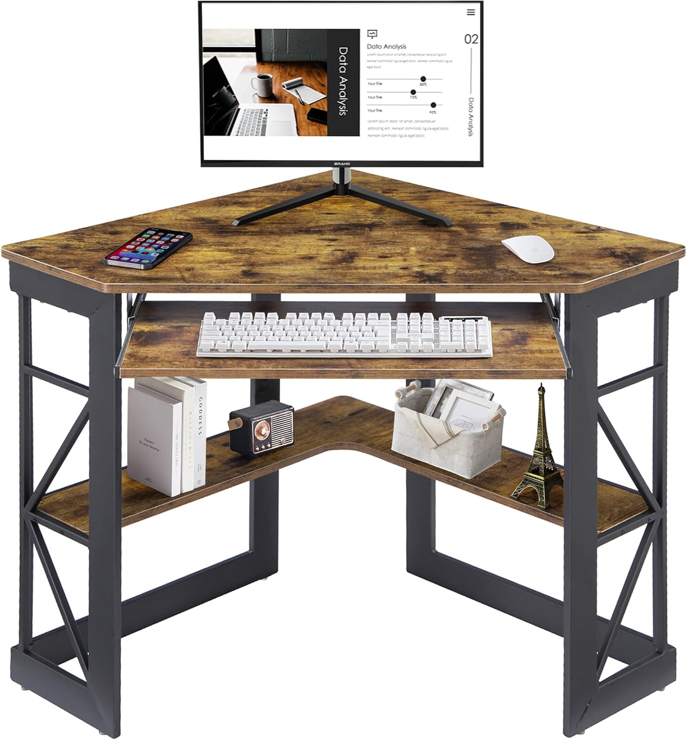 VECELO Corner Computer Desk 41 x 30 inches with Smooth