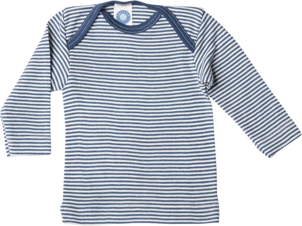 Cosilana Sapphire Baby Vest Long Sleeve 70% Wool 30% Silk, Navy (Navy Striped), 86/92 Cm
