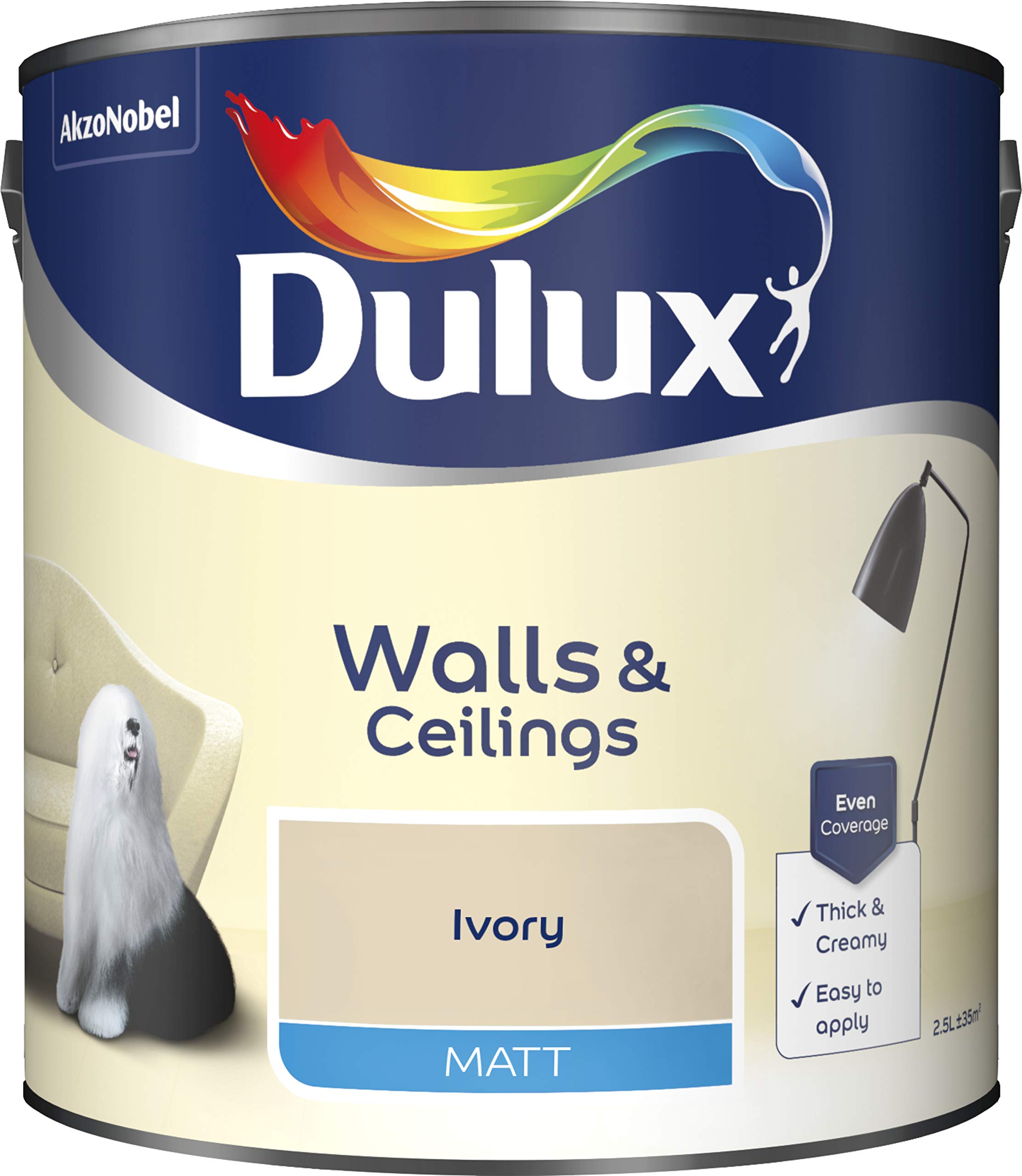 Dulux Paints 2.5 Litre Ready Mixed Matt Ivory