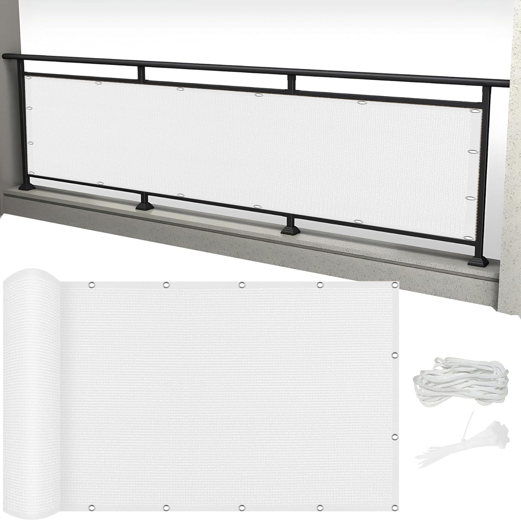 Toile ombrage auvent respirant extérieur blanc anti-vent