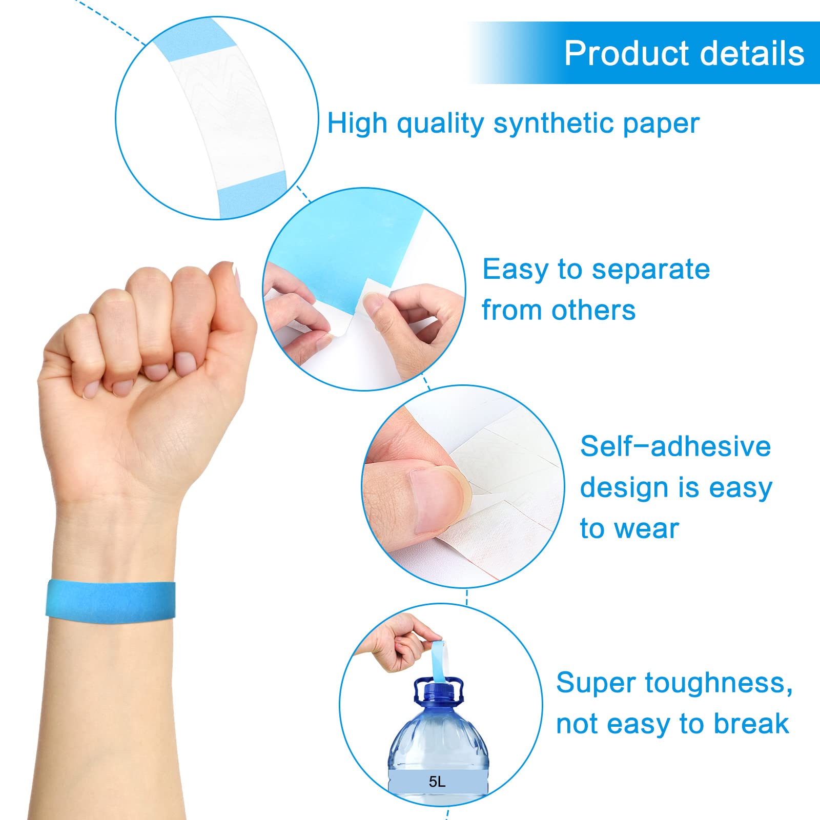 Lot De 550 Bracelets D'Entrée Étanches Fluorescents - 5 Couleurs Pour Événements, Fêtes Et Contrôle D'Accès