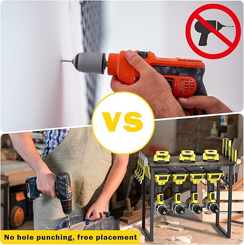 Miniatura 6 de melos Soporte de almacenamiento de herramientas, estilo de montaje en pared para taladro de herramientas eléctricas como estante de herramientas