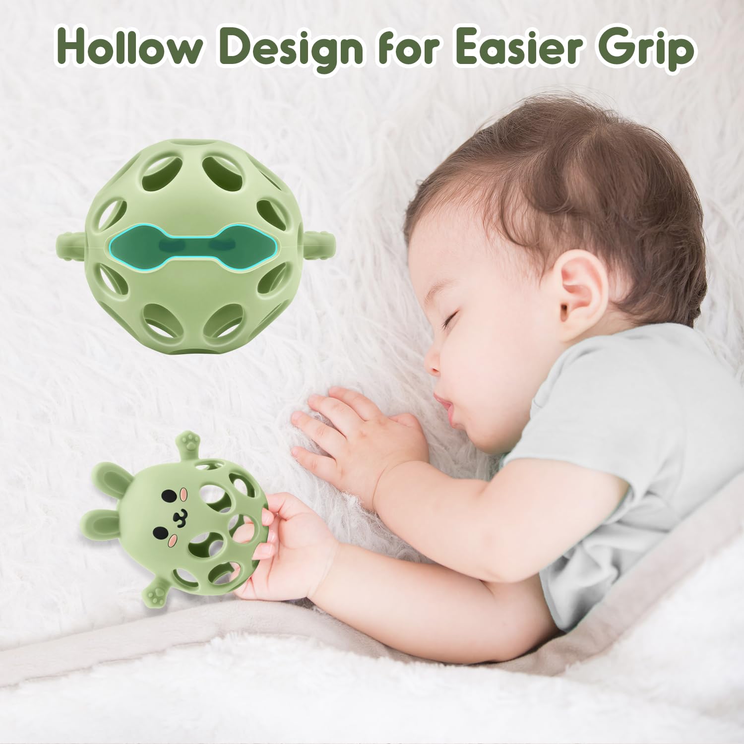 Baby Sensory Teething Toy with Rattle for Newborn 3 6 9 12 18 Months, 1st Boy Girl Easter Bunny Basket Stuffers Gifts - Image 3