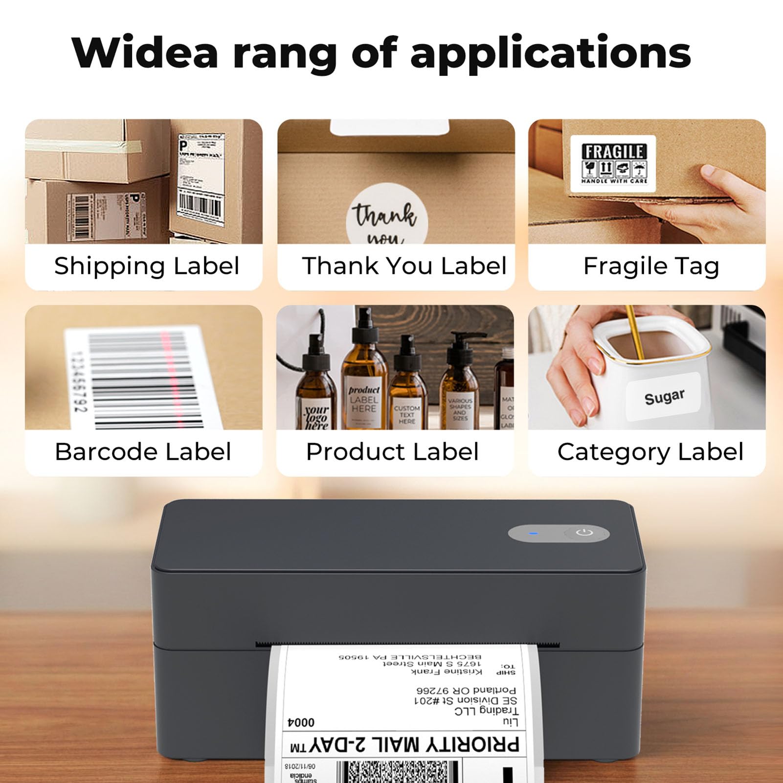 DHL - Stampante per etichette Bluetooth, 4 x 6, stampante per etichette di spedizione | Stampante termica per etichette Shopify, Etsy, UPS, compatibile con iOS, Android, Windows, Mac, supporta USB e Bluetooth