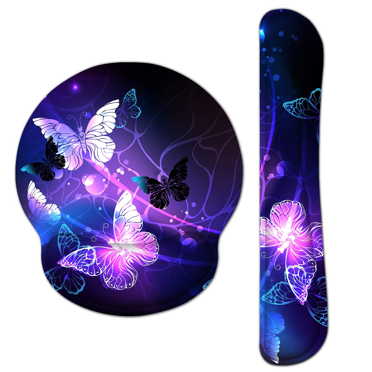 RICHEN Keyboard Wrist Rest and Mouse Pad with Wrist Support, Memory Foam Set for Gaming and Office, Comfortable & Lightweight for Easy Typing & Pain Relief (White Butterflies) — image 1
