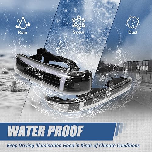 Miniatura 6 de Auto Dynasty Conjunto de faros delanteros LED 3D DRL con lámparas de parachoques, paquete de 4, lado del conductor y del pasajero, carcasa negra con