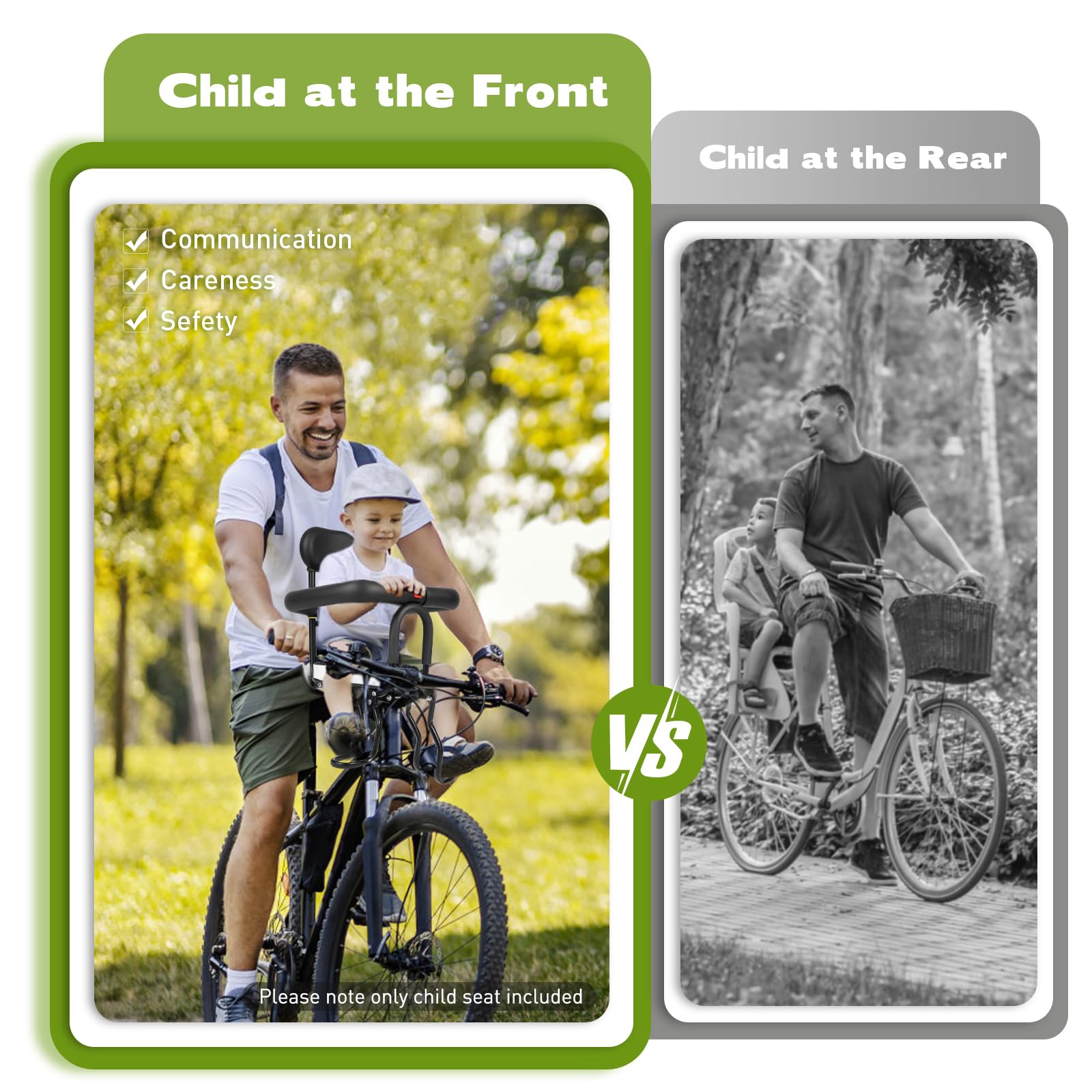 Siège enfant, siège de vélo, siège bébé avant avec arceau de sécurité et pédale, siège de vélo pour enfants jusqu'à 40 kg, de 6 mois à 3 ans