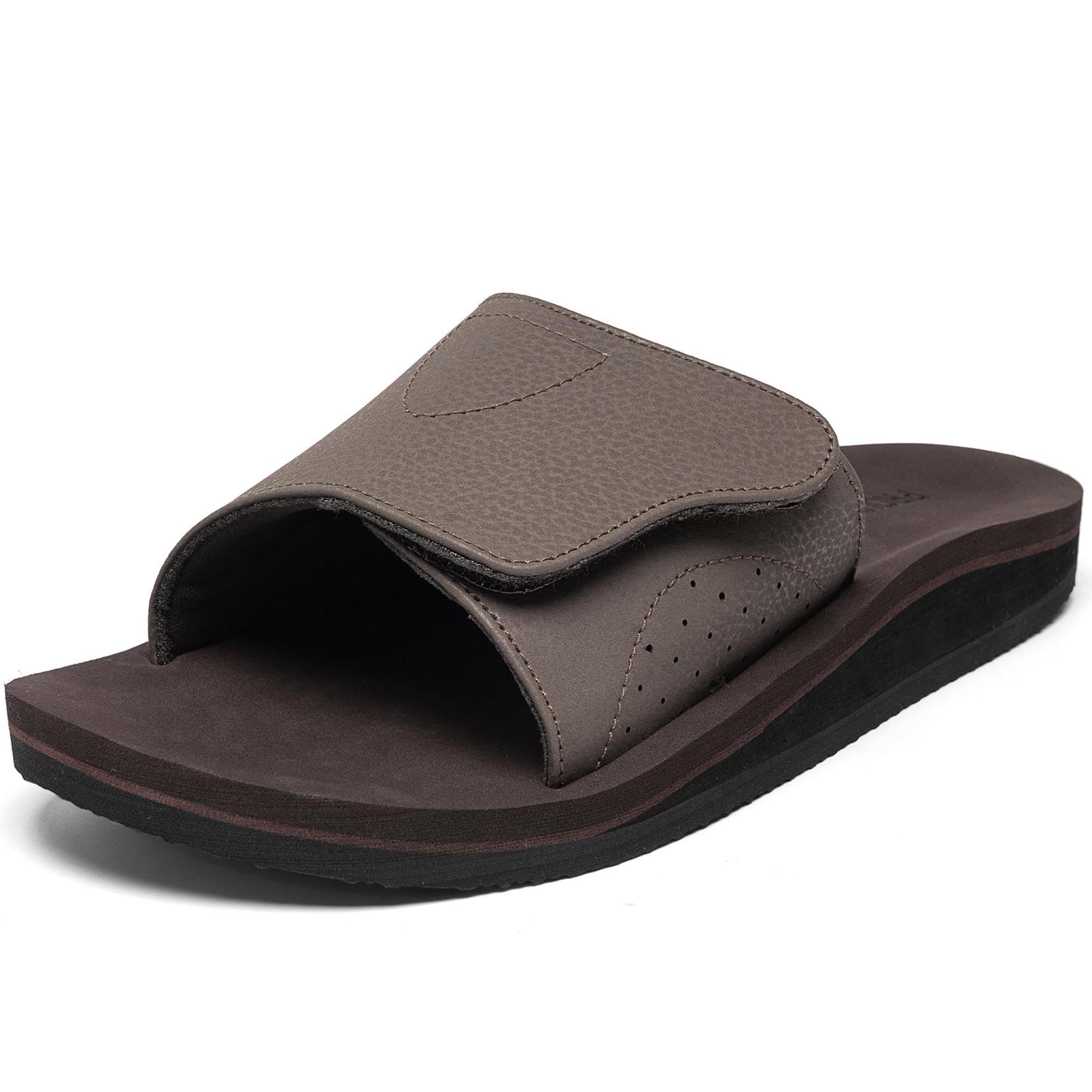 proutdor Men's Wide Slide Ergonomic Sandals Fully Adjustable Strap & Comfort Fit Orthotic Arch Support Athletic Sandals with Soft Cushion Footbed