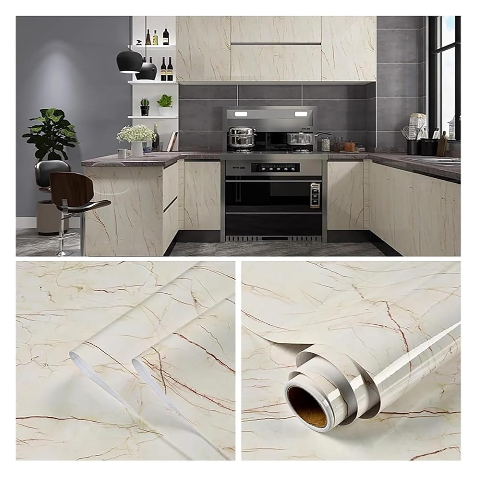 Cvhfhjtg Light Yellow Self Adhesive Wallpaper, Countertop Contact Paper Removable Wallpaper,Waterproof Self Adhesive For Kitchen Decor(,0.8X5m)