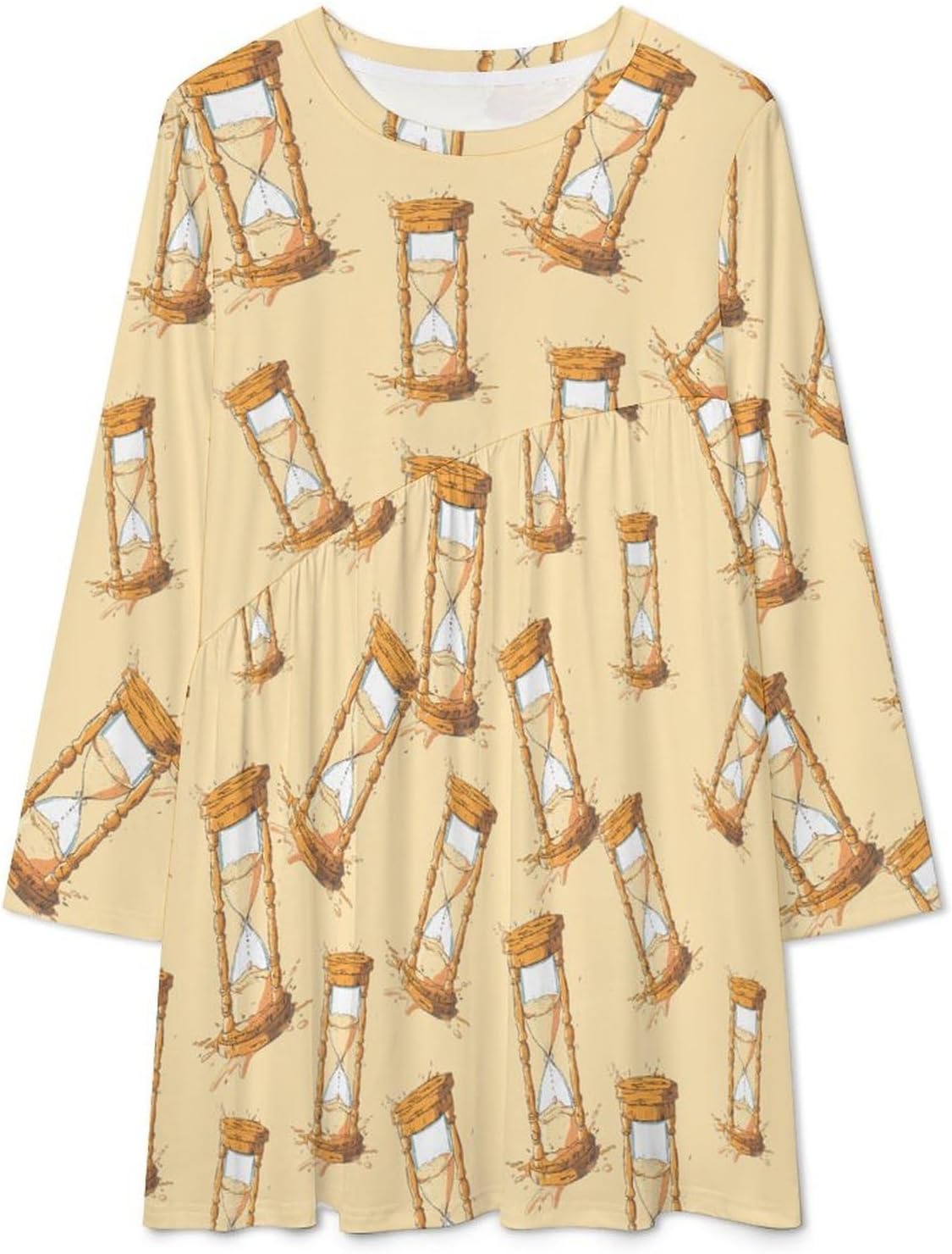 Hourglass Women's Fleece Sleeve Sweatshirt Dress Long Pullover Casual Dresses