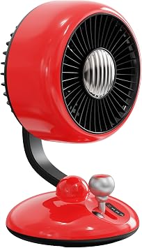 Juo Q3 120° Salınımlı 3 Kademeli LED Işıklı Şarjlı Masaüstü Fan Vantilatör Retro Kırmızı