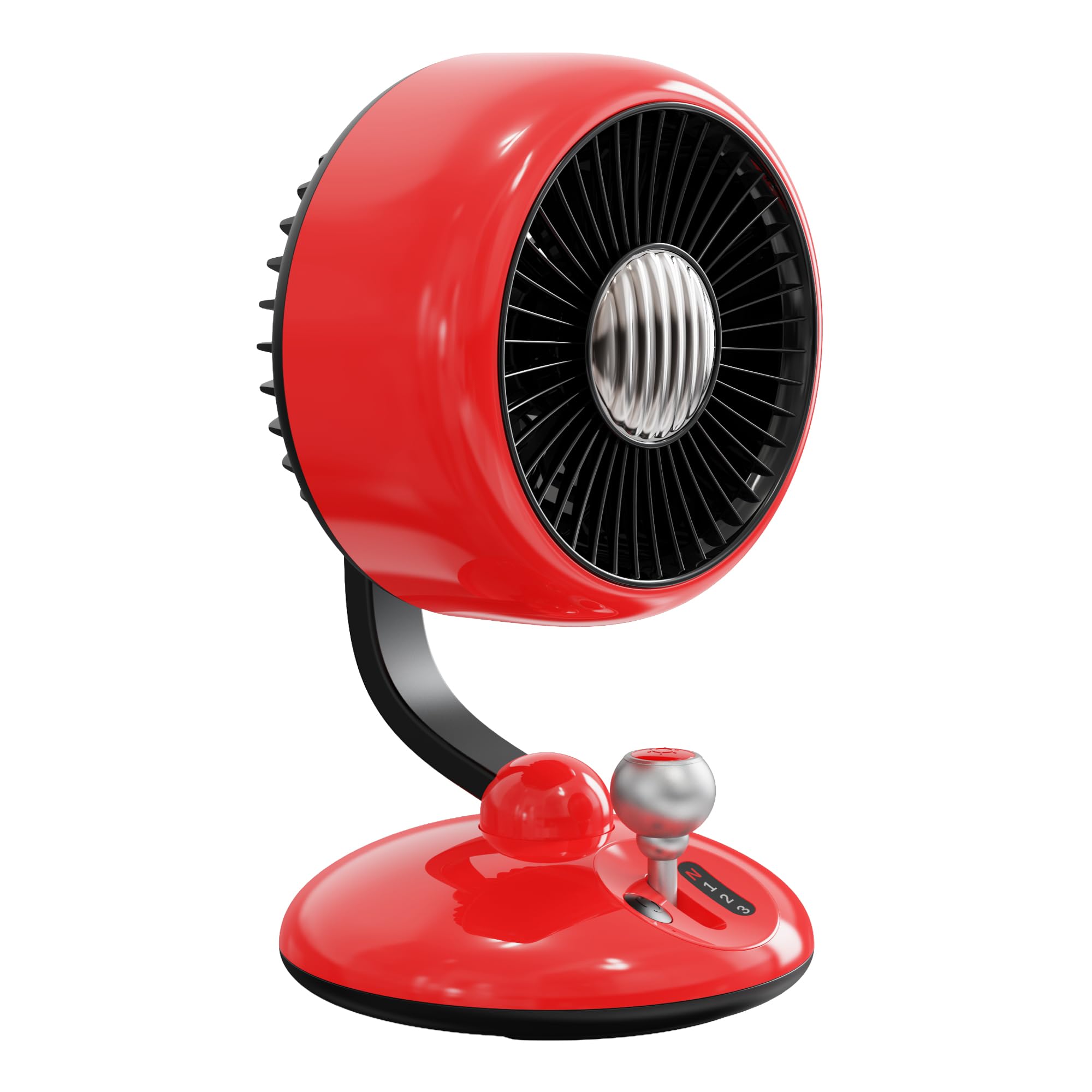 Juo Q3 120° Salınımlı 3 Kademeli LED Işıklı Şarjlı Masaüstü Fan Vantilatör Retro Kırmızı
