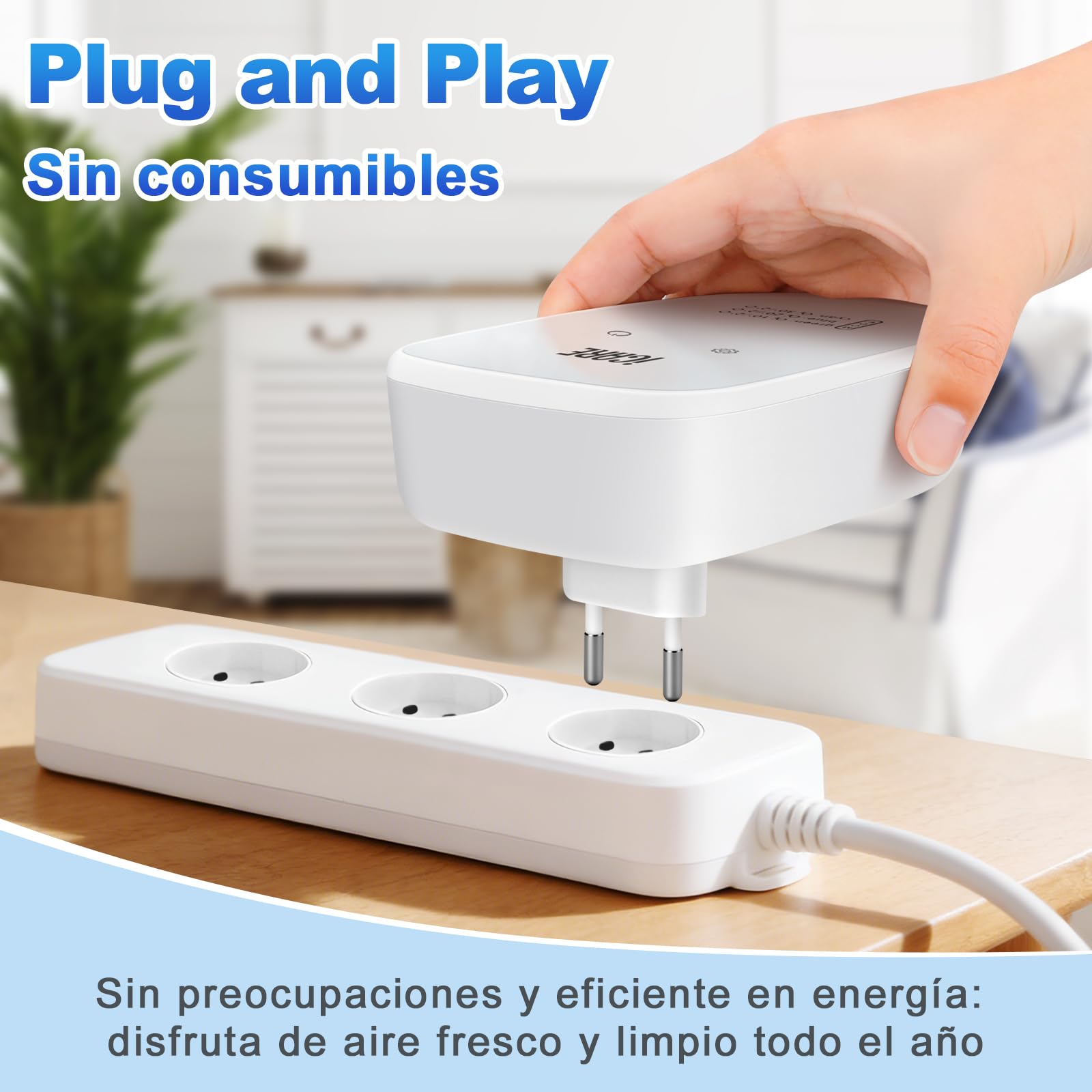 ICARE Purificador de Aire, Plug in Purificador de Aire de Iones Negativos con 3 Modos de Iluminación, Silencioso Ionizador de Aire Libre de Ozono para Dormitorio, Casa, Sala de Estar, Sala de Mascotas — view 6