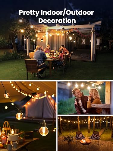 Miniatura 6 de Tira de luces para exteriores para patio con control remoto, globo LED regulable de 50 pies, blanco cálido, impermeable, luces colgantes exteriores
