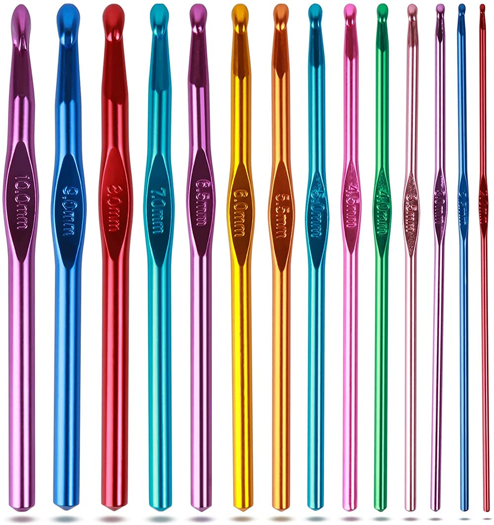 ELECDON Aluminum Handle Knitting Needles Crochet Hooks Set for Arthritic Hands - 14 Pieces