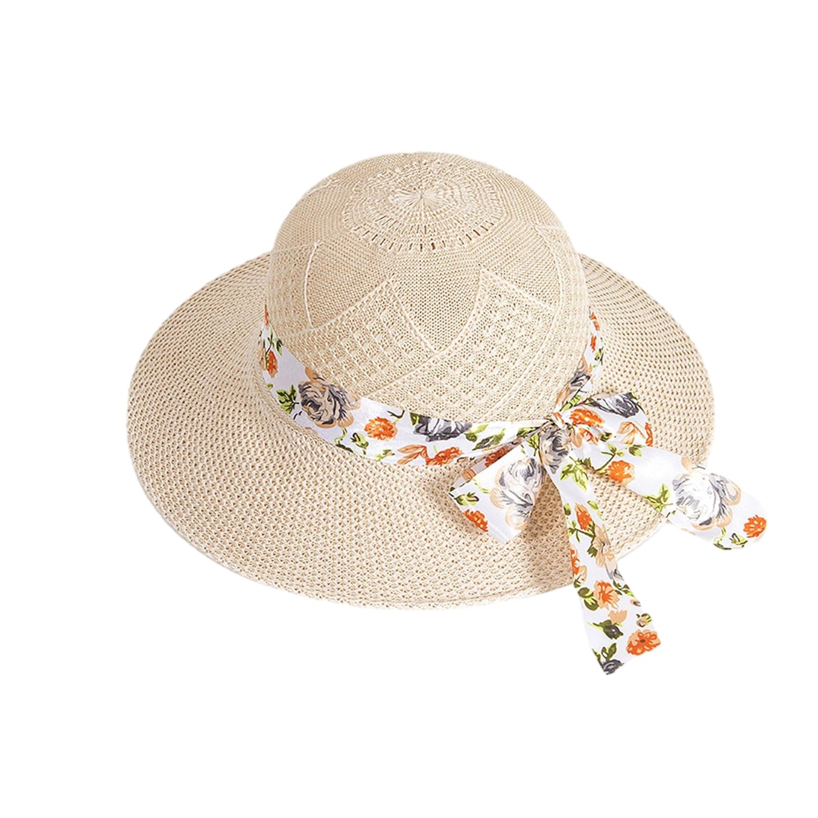 Comforso Sombrero de Paja para Mujer, Plegable, Flexible, Sombrero de Paja de ala Ancha, Sombrero de Playa de Verano con Lazo, Sombreros para el Sol para Damas, Viajes al Aire Libre, Vacaciones UPF 50+
