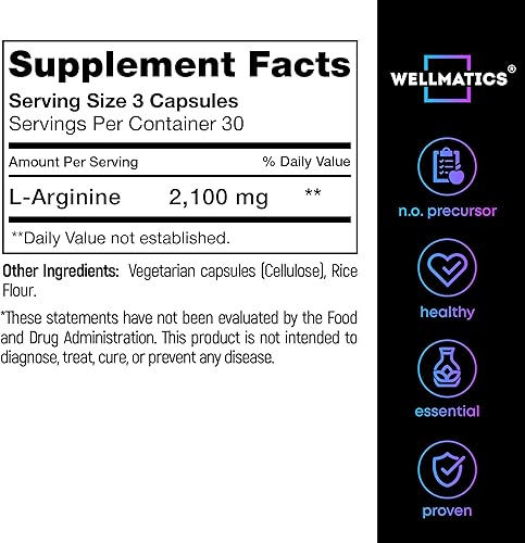 Miniatura 2 de L Arginine - Suplemento potenciador masculino de óxido nítrico de 2100 mg - Fabricado en Estados Unidos - Pastillas veganas de L-arginina premium