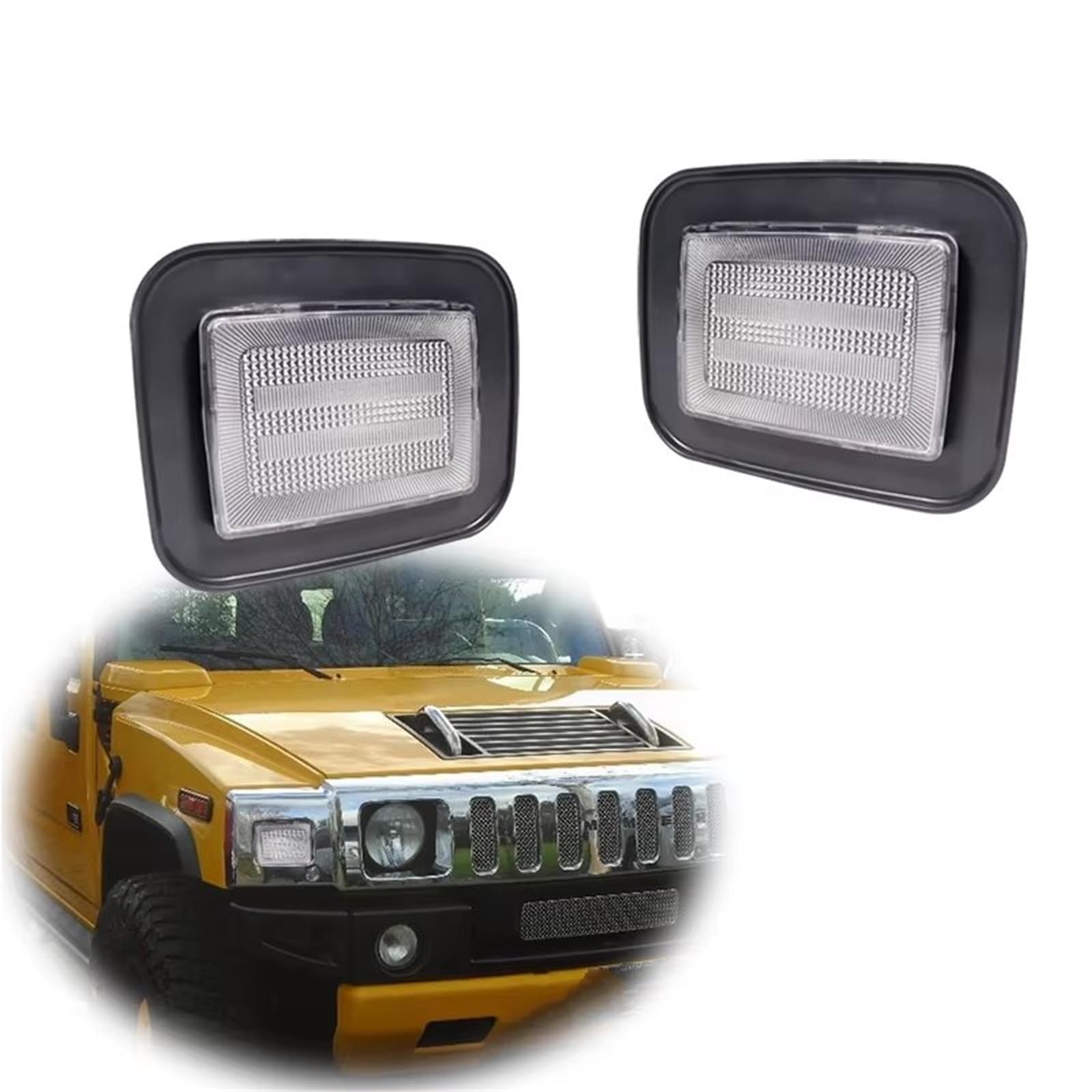 Luces de posición Para Hummer Para H2 2003-2009 Para SUT 2005-2009 Lente Cubierta Luz Intermitente Delantero Coche Carcasas Sin Casquillo Bombilla Intermitentes Laterales(Smoked Lens)