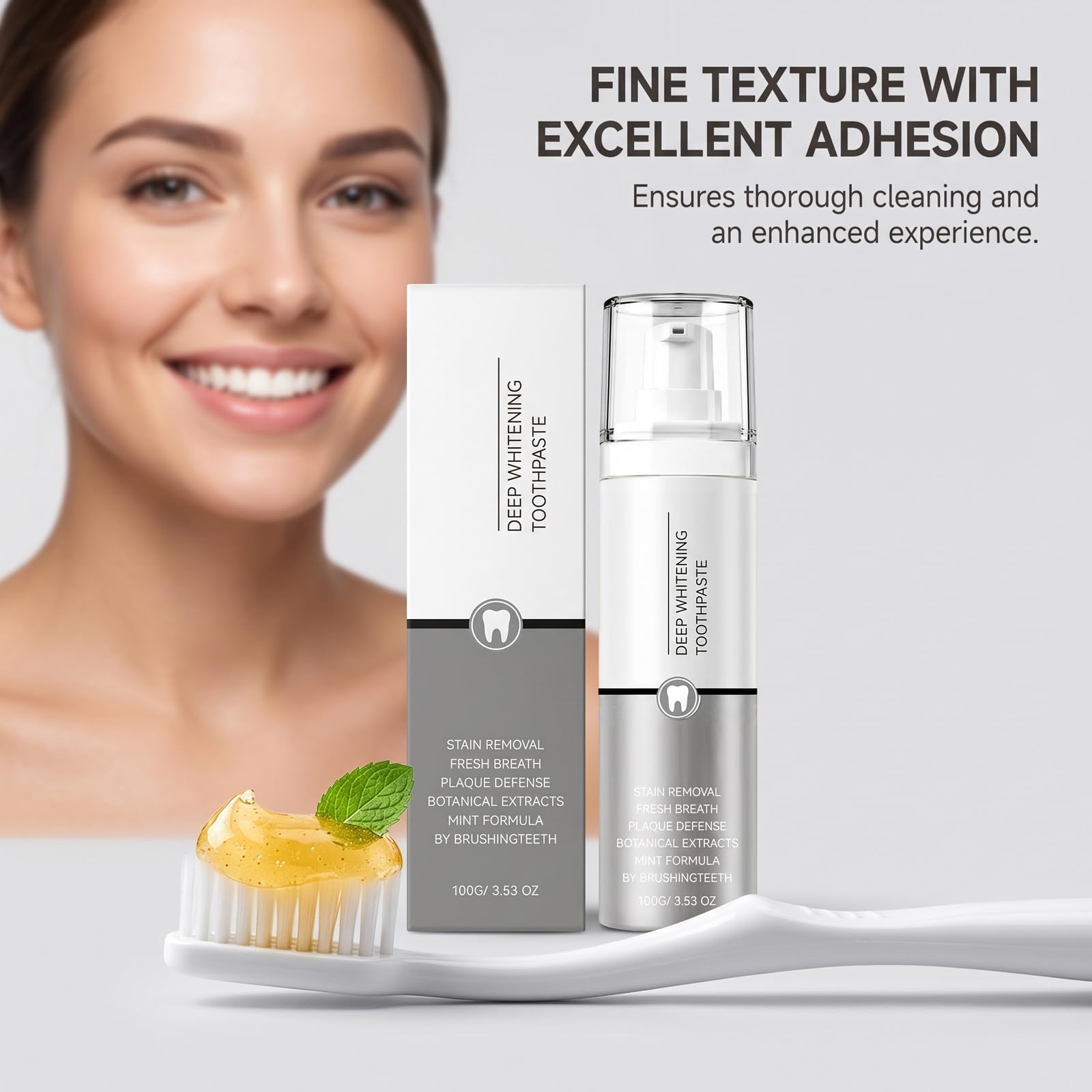 Dentifrice blanchissant en profondeur,Élimination intensive des taches et protection contre la plaque dentaire,formule à base d'extraits végétaux de menthe,haleine fraîche durable (2pcs)