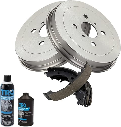 Miniatura 2 de TRQ Kit de tambor de freno trasero y zapata LH para lado del conductor y del pasajero RH con productos químicos