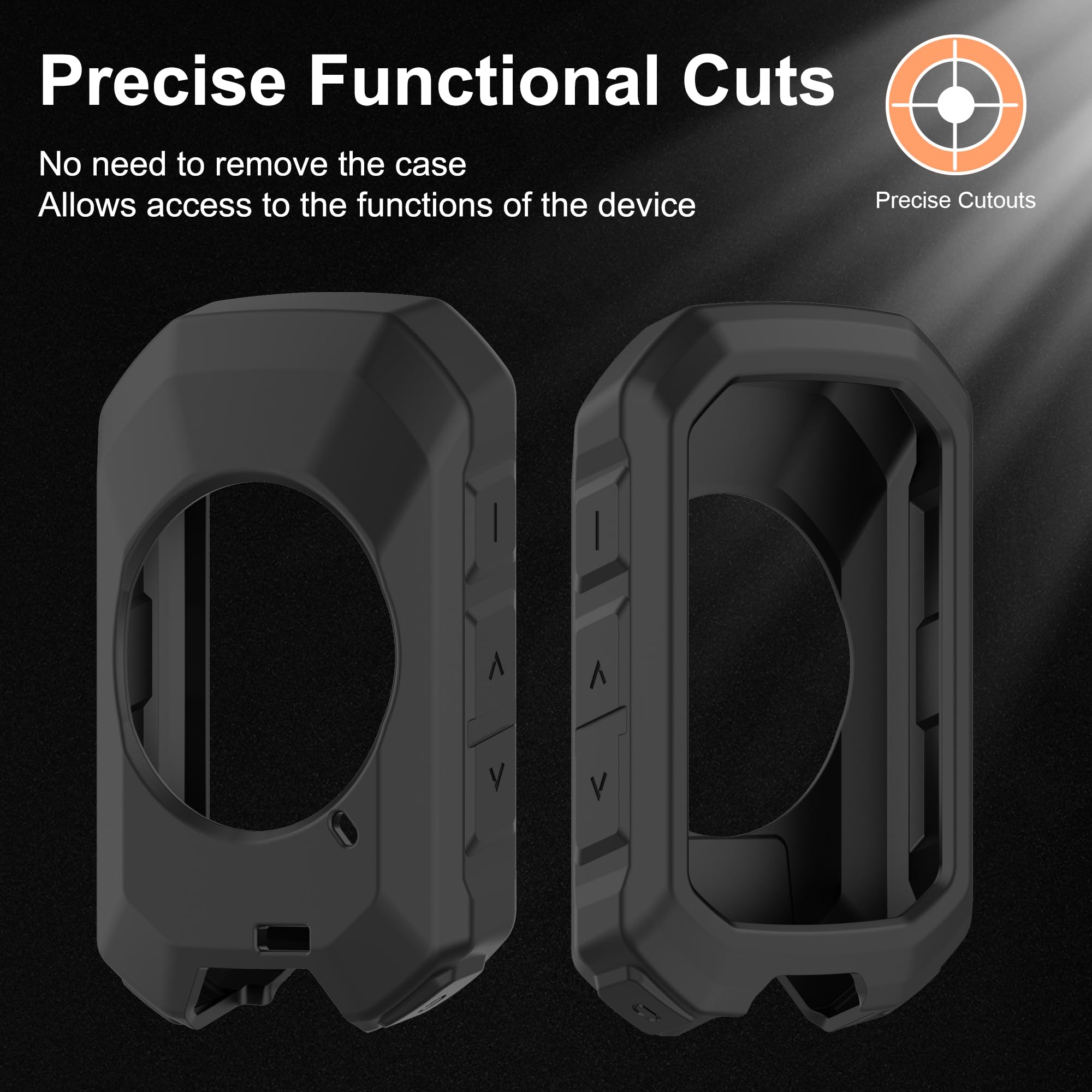 CAUHENYEE Cover per Garmin Edge MTB con 2 Pellicole Protettive in Vetro Temperato, GPS, computer da ciclismo, accessori proteggi schermo (Nero)