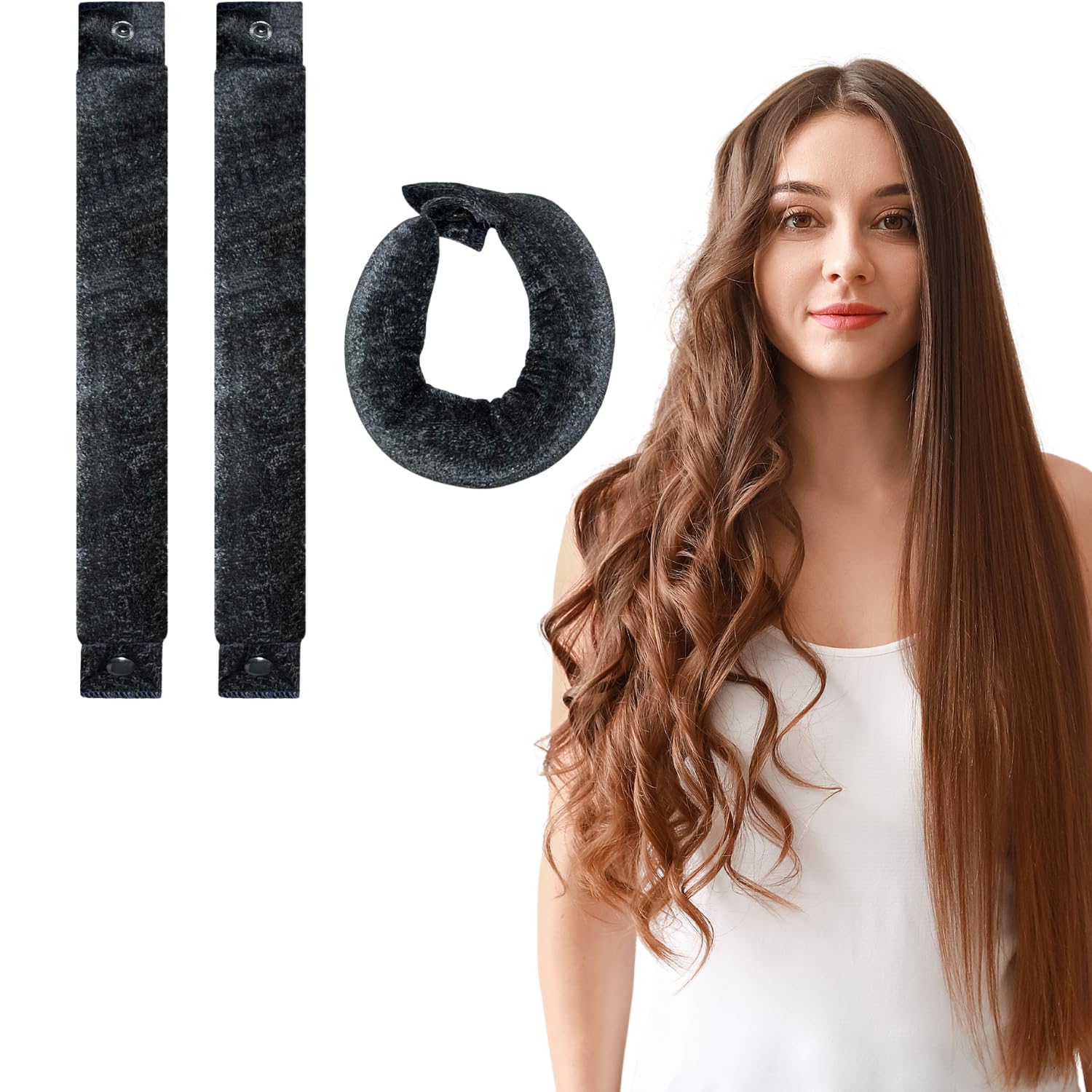 SALVIA DIONE Kadife Heatless Curling Seti - Gece Boyunca Muhteşem Isısız Bukleler Elde Edin | Isısız Bukleler için Nazik Saç Makaraları | Uyumak için Kıvırcıklar | Rahat Curling Rod 3lü Set