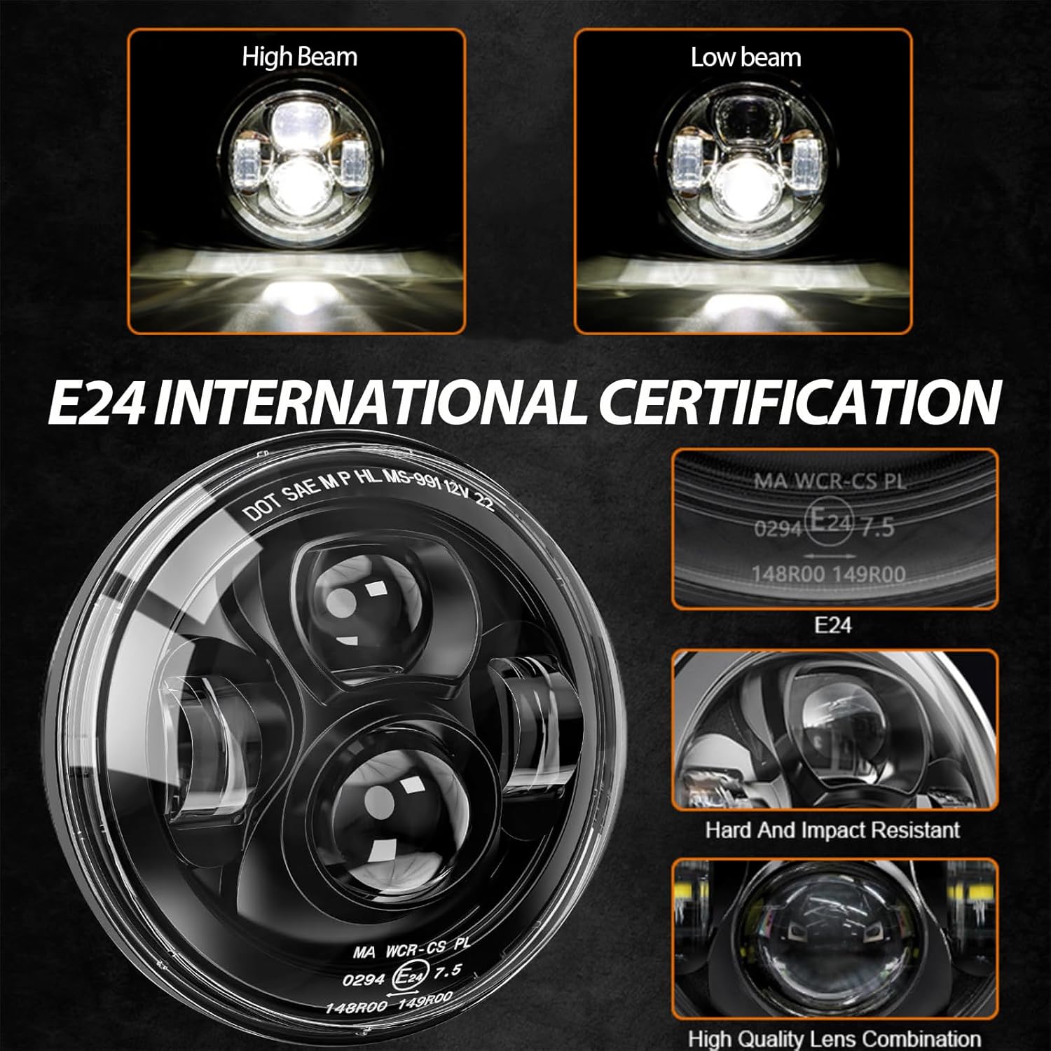 New 7 inch Motorcycle LED Headlight 4.5" Fog Passing Lights DOT SAE Approved for Harley Davidson Heritage Softail Road King Street Electra Glide Ultra Limited Special CVO Tri Deluxe Classic Switchback