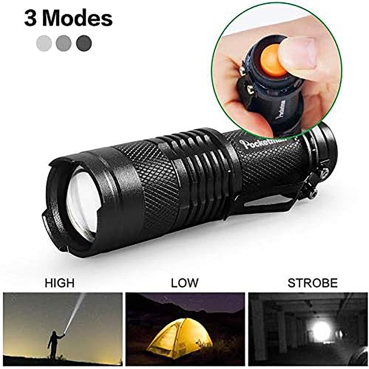 Pocketman Red LED Flashlight - 3 Mode Zoomable Mini Torch For Astronomy & Night Observation - View #7