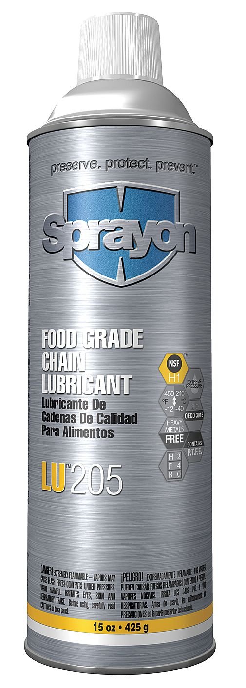 Sprayon LU205 Food Grade Chain Lubricant 15 oz Aerosol, SKU S00205000 LU205 Food GR