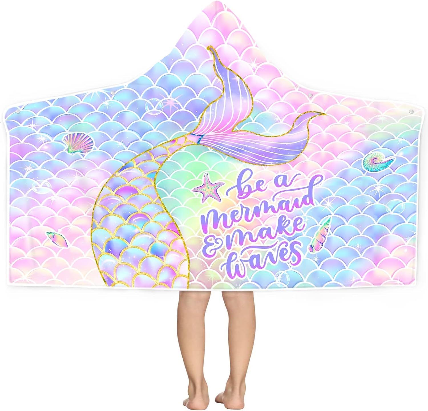 AWEHIRU Mermaid Beach Towel, Mermaid Towel for Girls with
