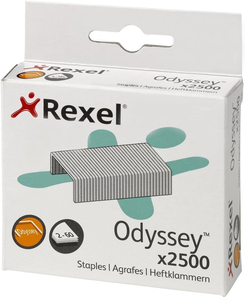 Odyssey Heavy Duty Staples, For Stapling up to 60 Sheets, Use with the Rexel Odyssey Stapler, Box of 2500, 2100050, Silver