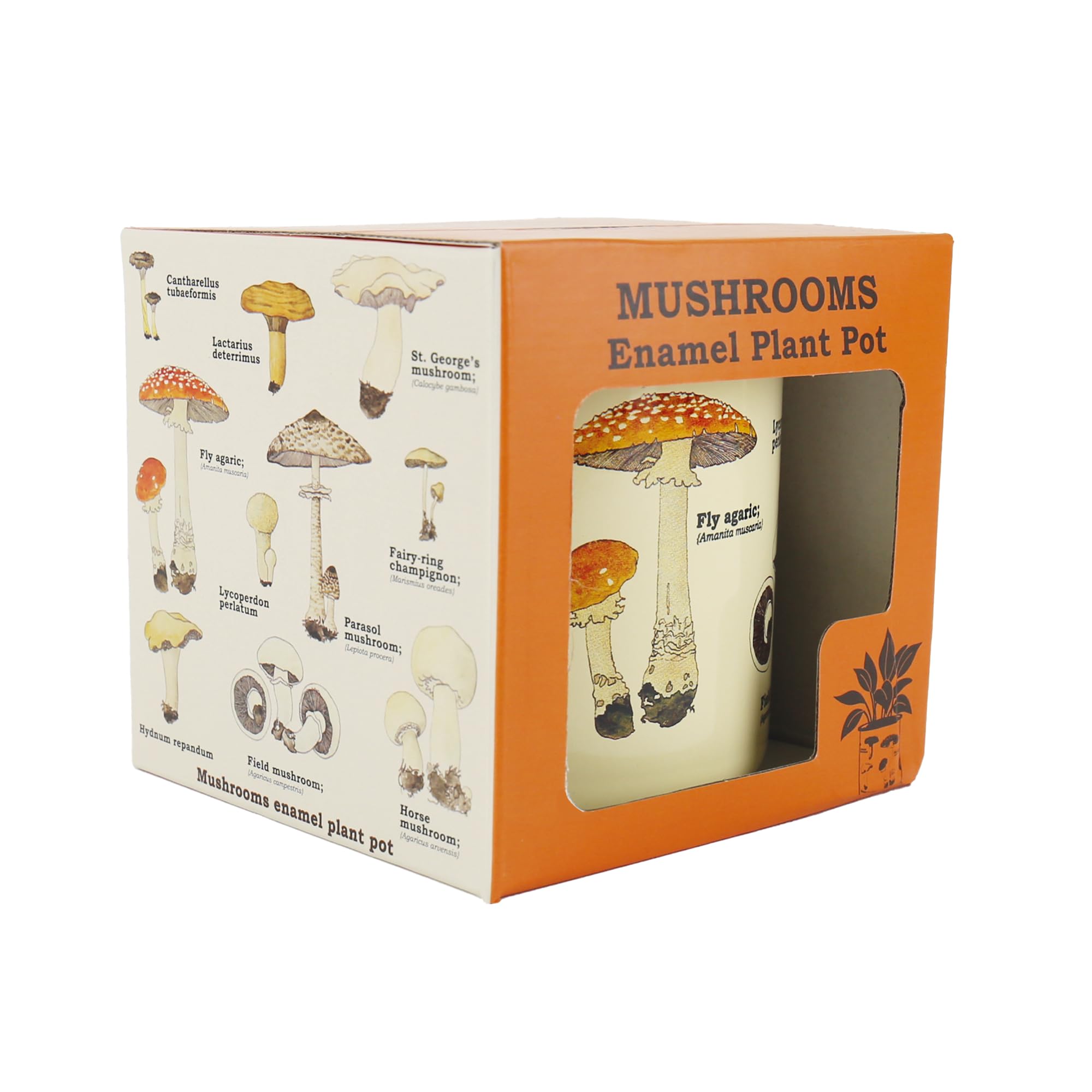 Gift Republic  White Mushrooms Enamel Plant Pot, Sports Direct