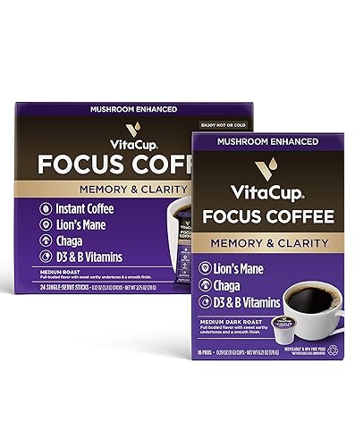 VitaCup Café Instant Focus 24ct y cápsulas de café Focus 16ct