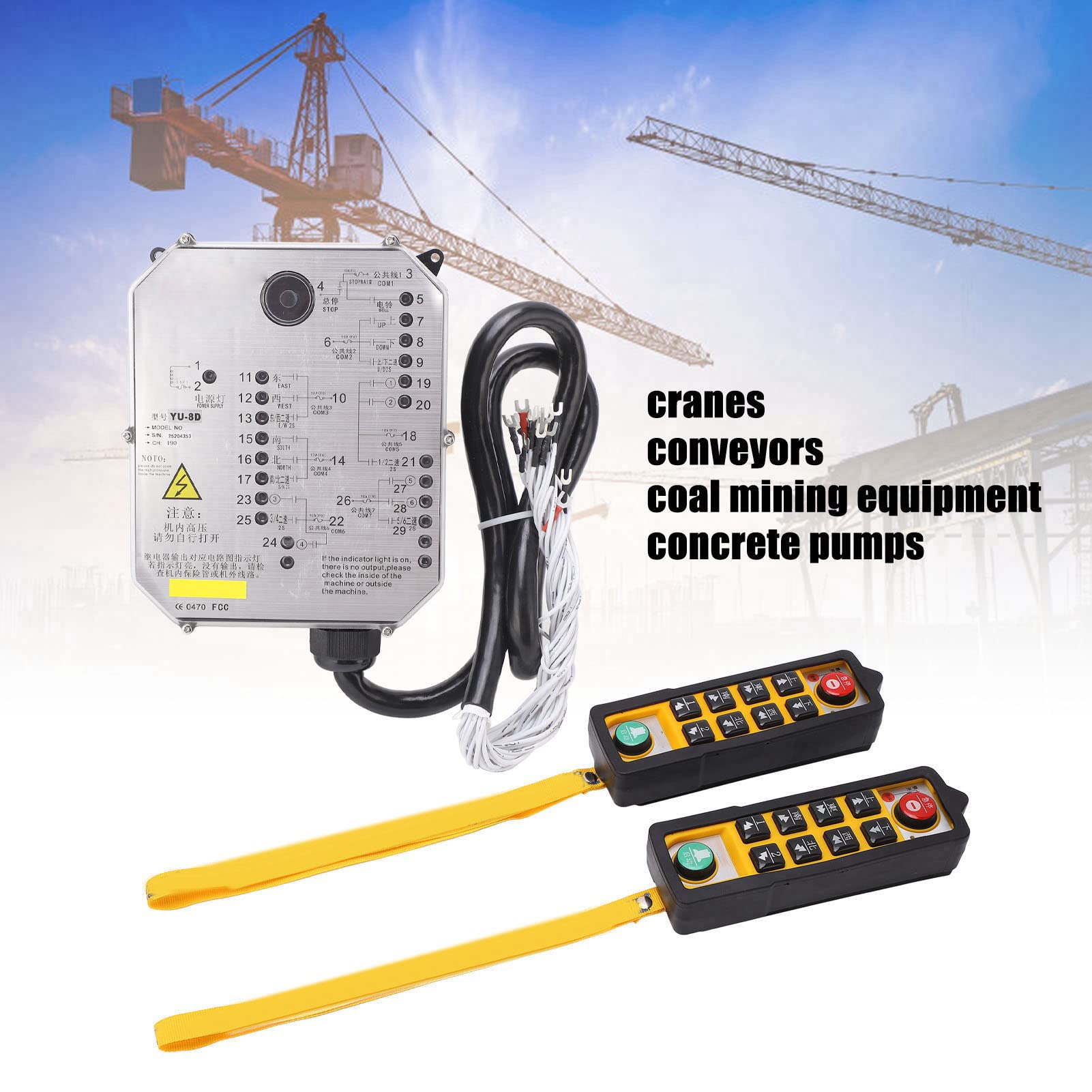 Control remoto industrial 800MHz 10 botones Indicador LED Material ABS Controlador de grúa Accesorios de polipasto para grúas transportadoras (CA 220 V.)