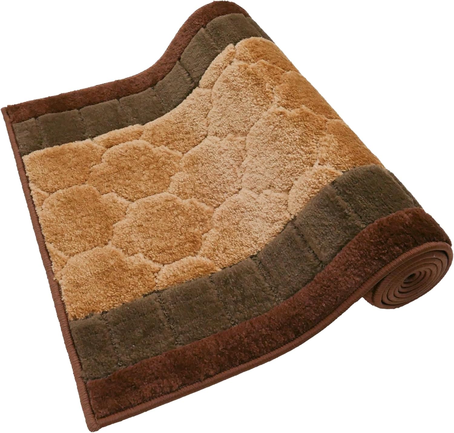 English Home Custom Size Non Slip Washable Sea Shell Design Runner Rug (Brown-Beige, 26"" x 04')